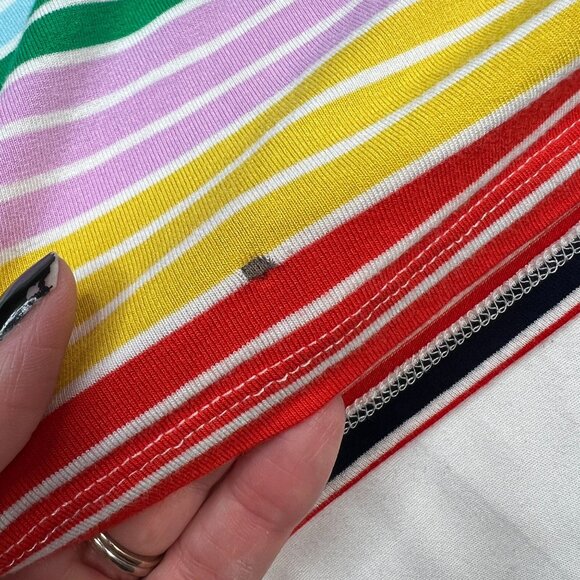 Boden Eleanor Rainbow Striped Midi Dress Sleeveless Boatneck Colorful Jersey 8 L - Picture 13 of 14